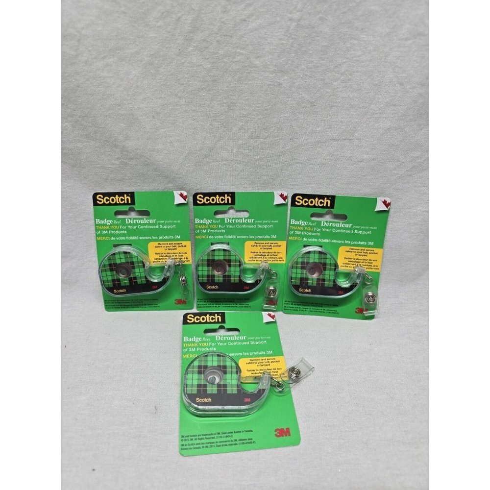Rare 3M Scotch Tape Id Card Holder Retractable Badge Holder | Lanyard | ×4